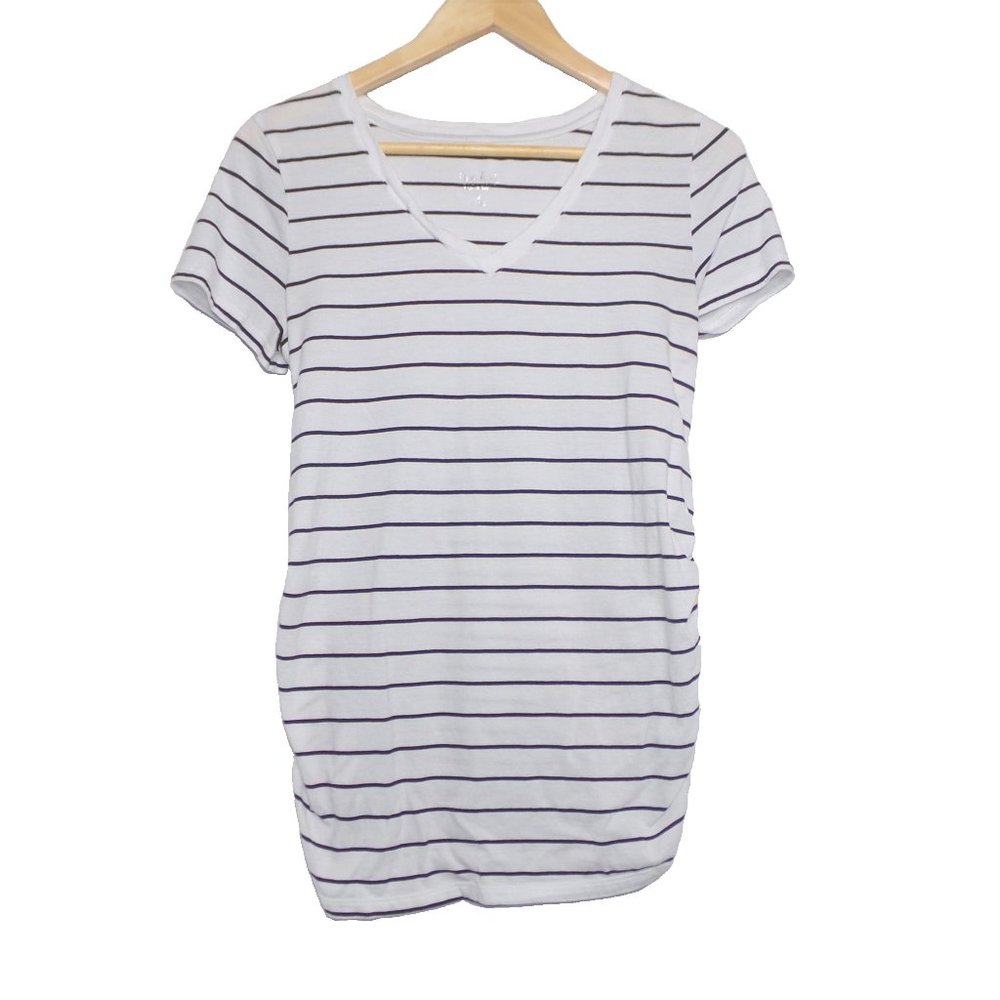 Isabel Maternity Black and White Striped Shirt, M